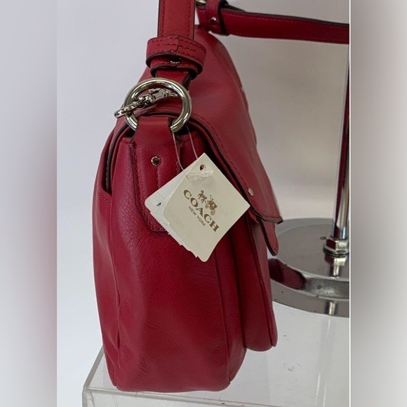 Coach Taylor Mini Flap Crossbody Berry Red Leather Purse - Picture 15 of 16